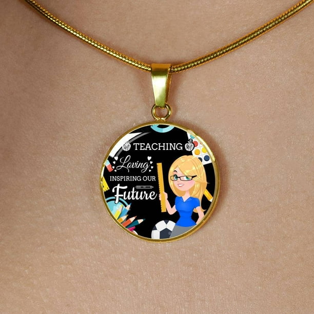 Express Your Love Gifts Fly Inspirational Gift Circle Pendant Necklace Engraved 18k Gold 18-22